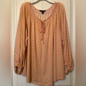 LAUREN by Ralph Lauren lightweight pullover top with tie scoop neck. EUC.